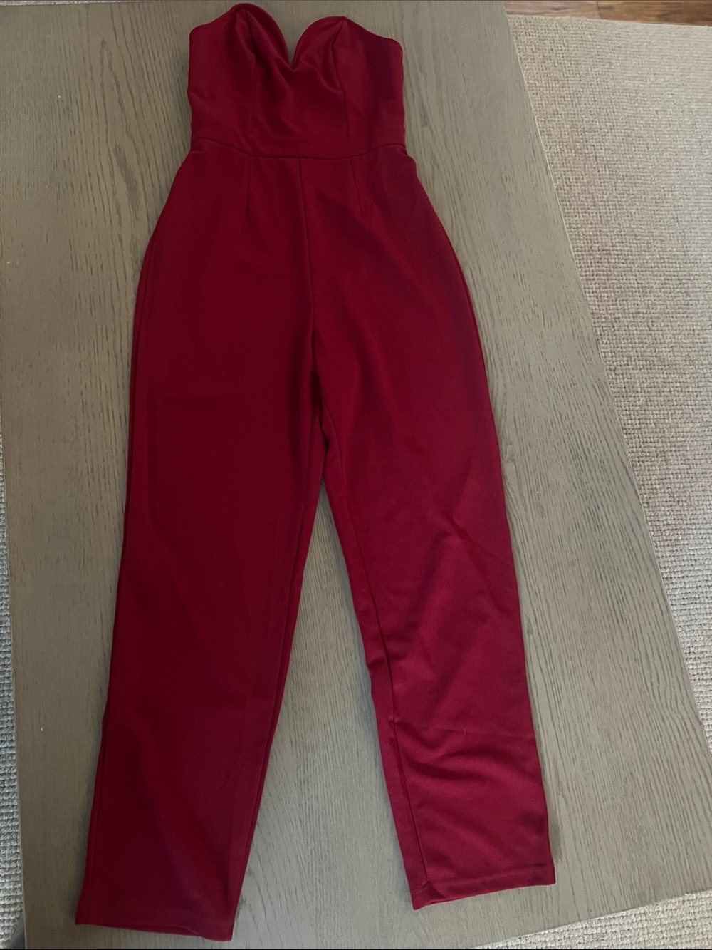 Strapless Burgundy Jumpsuit